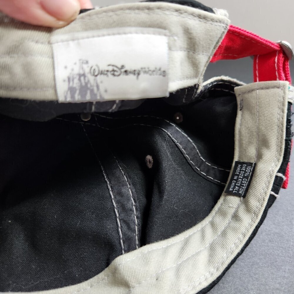 Disney Hat Cap Distressed All Over Embroidered Stitching Strap Back - Picture 10 of 11
